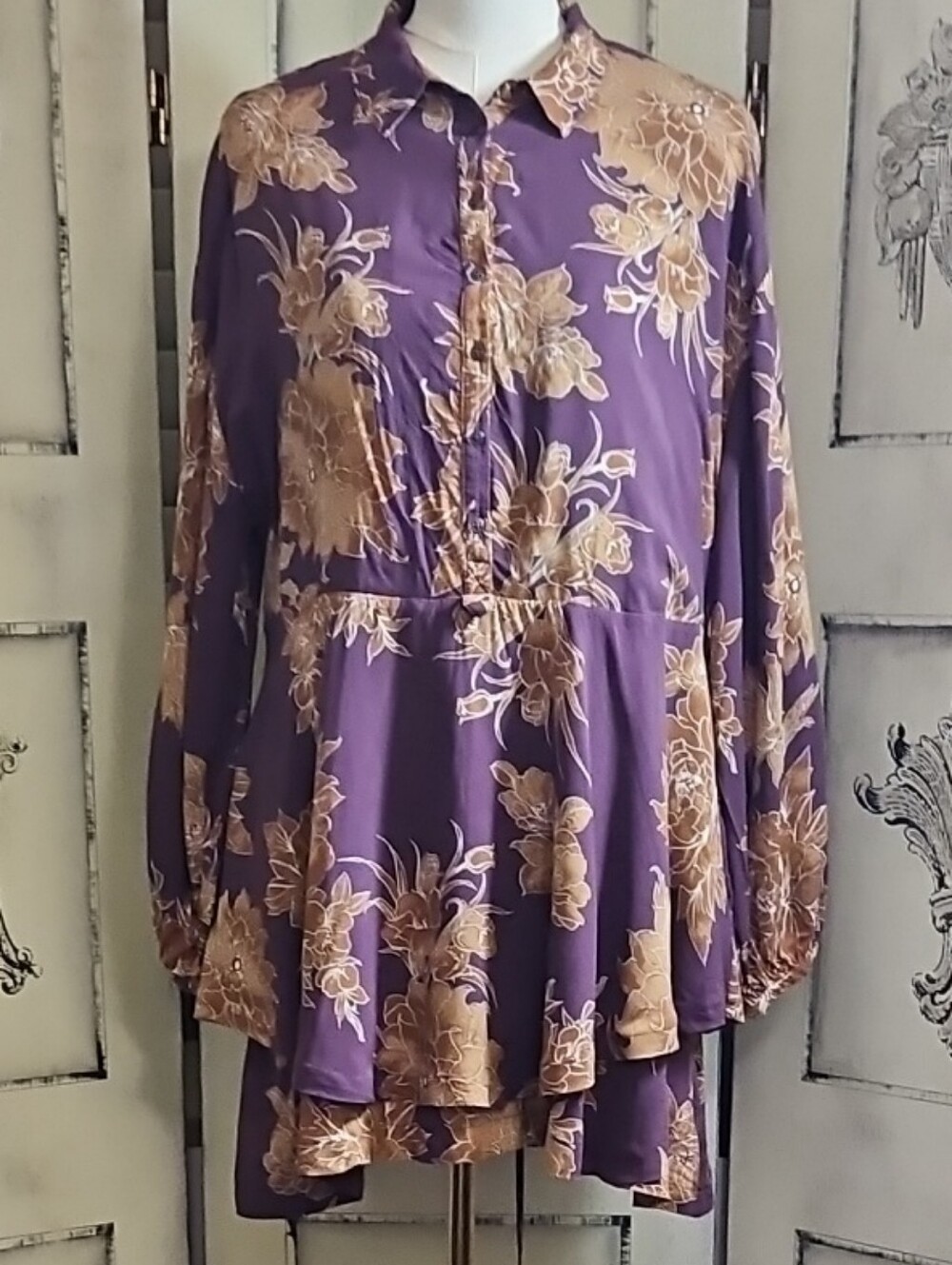 FREE PEOPLE "SHAKE IT" PRINTED MINI DRESS, BERRY COMBO SIZE SMALL